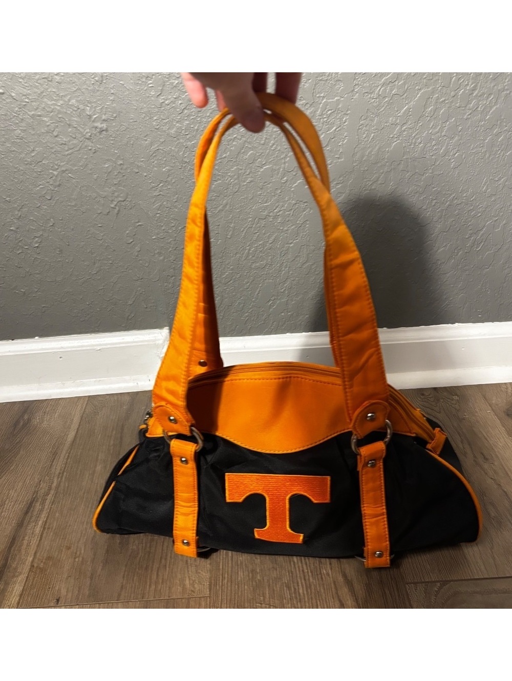 Sandol Black and Orange Handbag with Tennessee 'T' Logo